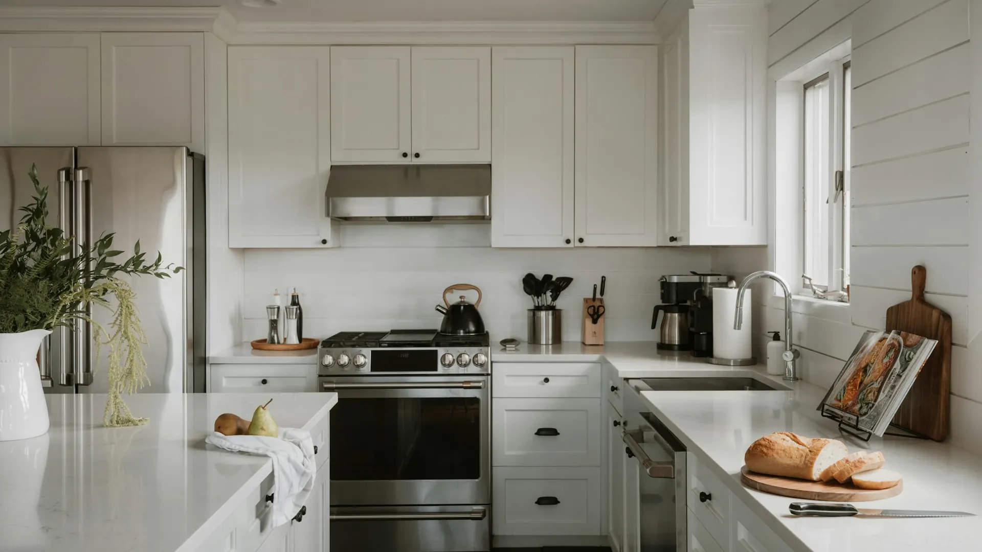Cocina luminosa y limpia en una casa de Las Palmas de Gran Canaria